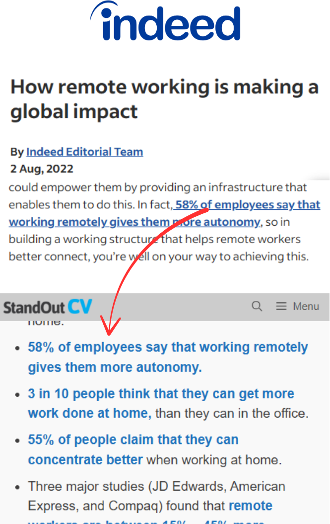 Backlink example - Indeed