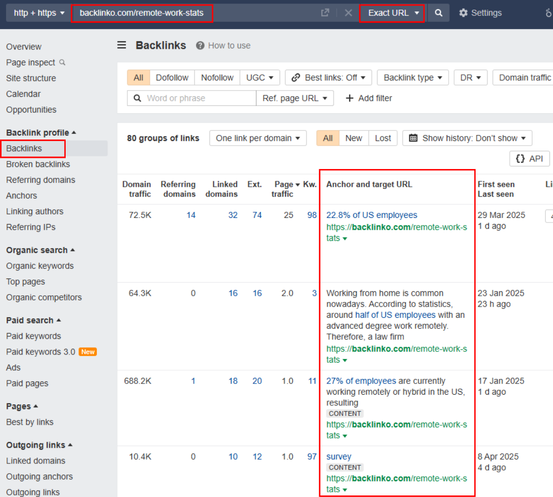 Find data getting most links